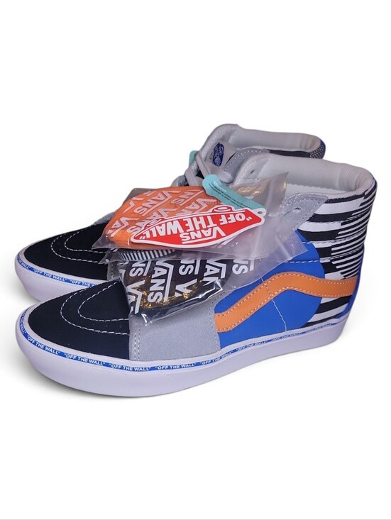 Vans Shoes - Vans Unisex High-Top Sneakers in Blue, Orange & Black Stripe